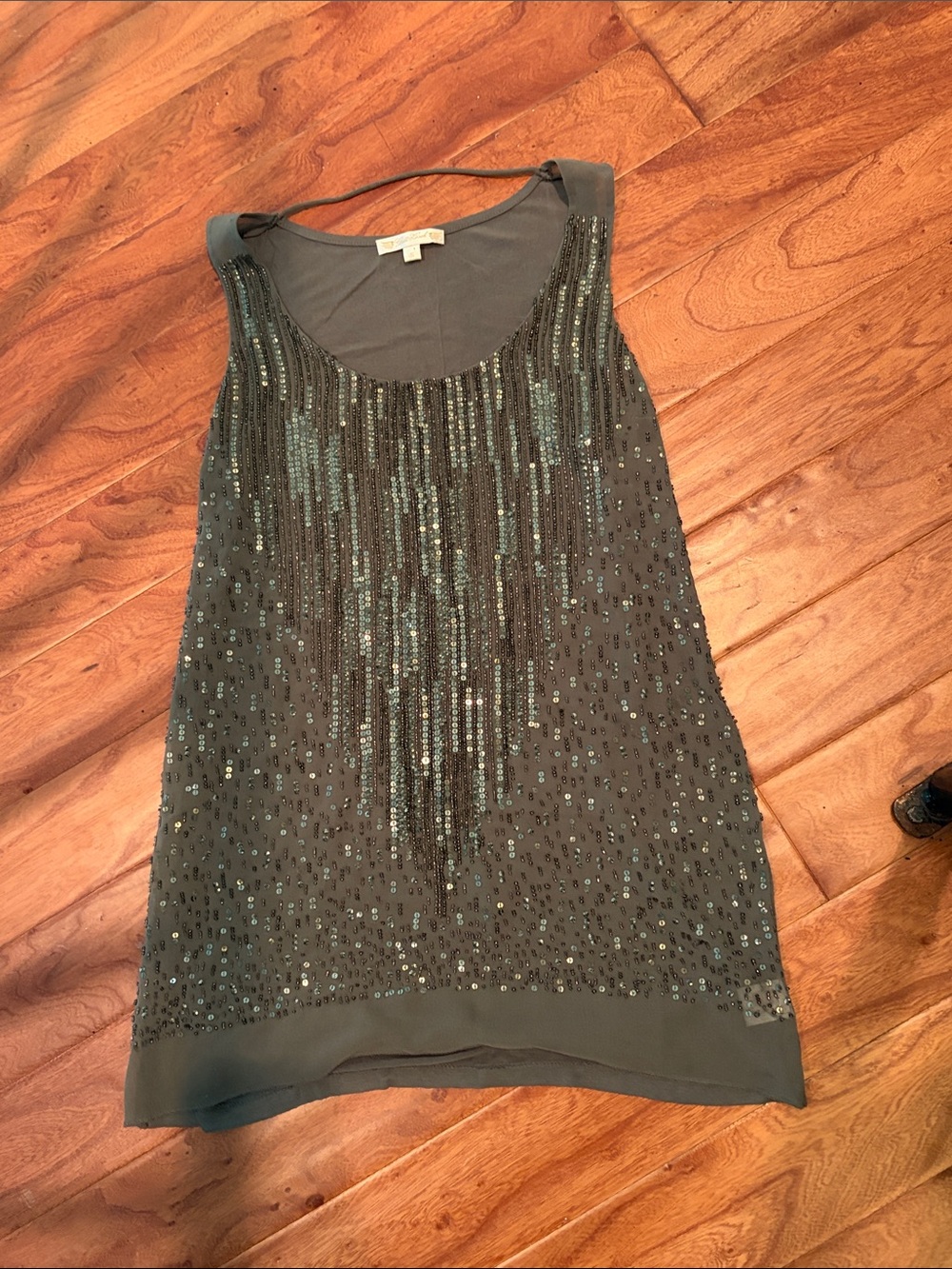 Gold Hawk Grey Shimmer Sequenced Tank Top Size Small
